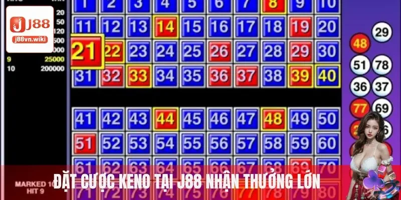 Đặt cược Keno tại J88 nhận thưởng lớn